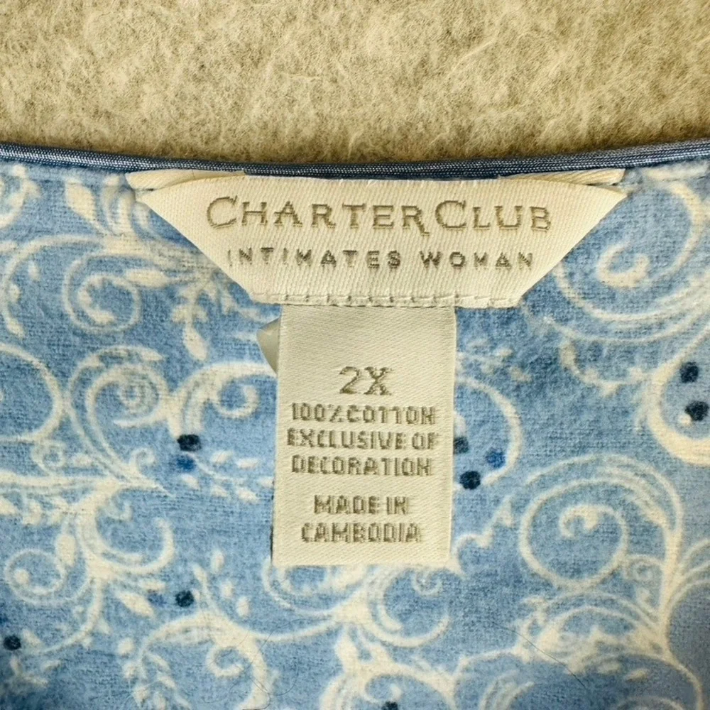 Charter Club Womans 2X Sleep Dress Nightgown Maxie Long Sleeve 100% Cotton